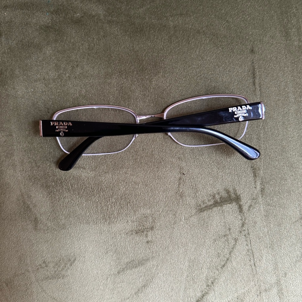 Prada Women's Black and Silver Glasses